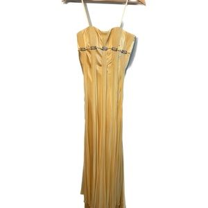 Yellow 100% Silk Prom Dress
